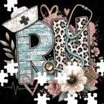 Registered Nurse Flower And Stethoscope Jigsaw Puzzle F-1637