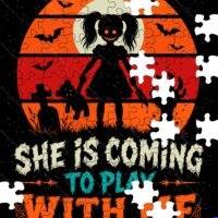 She's Coming To Play With Me Halloween Jigsaw Puzzle H-1651